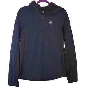 NWOT Spyder Men's Boundless Blue Black Hoodie‎ Zip Neck Size Medium